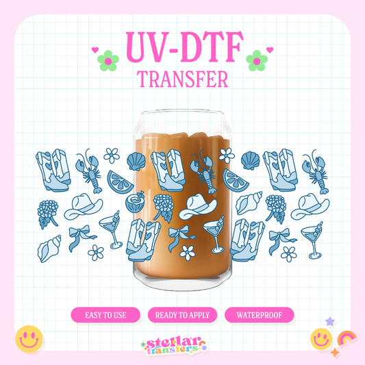 BLUE SUMMER BABE - 16 OZ UV DTF