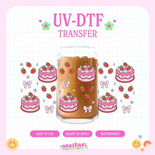 STRAWBERRY CAKE - 16 OZ UV DTF