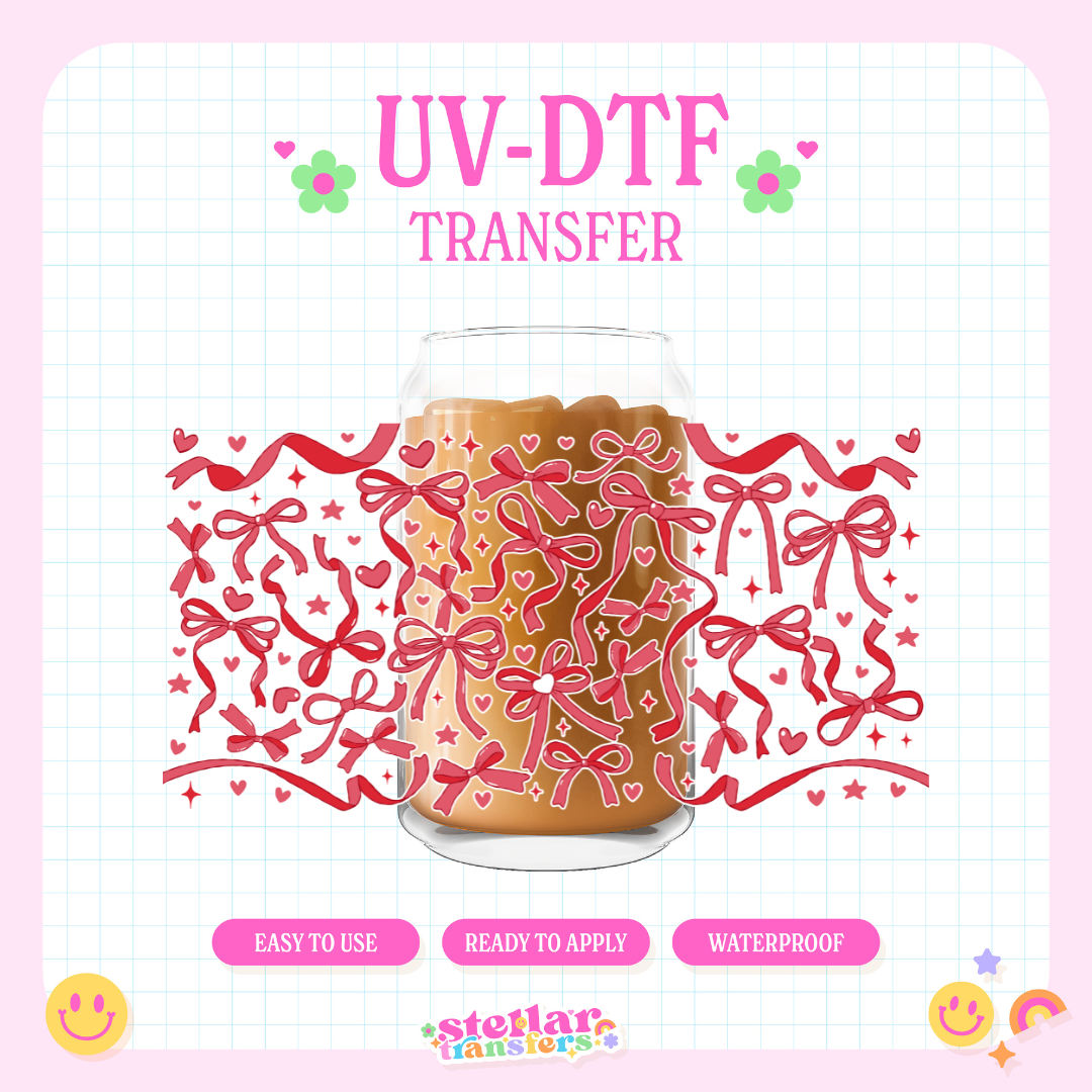 RED RIBBON BOWS - 16 OZ UV DTF