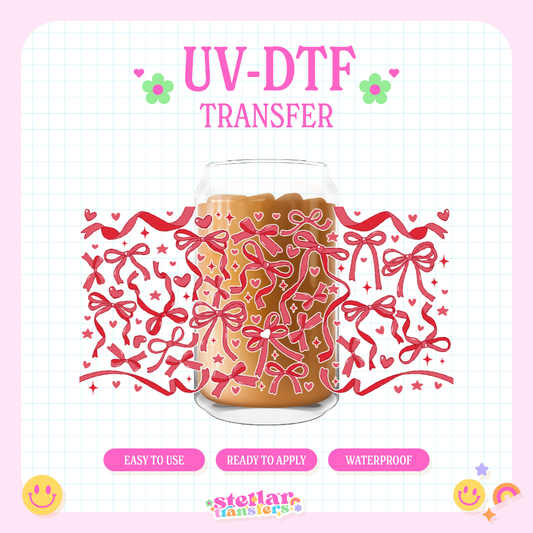 RED RIBBON BOWS - 16 OZ UV DTF