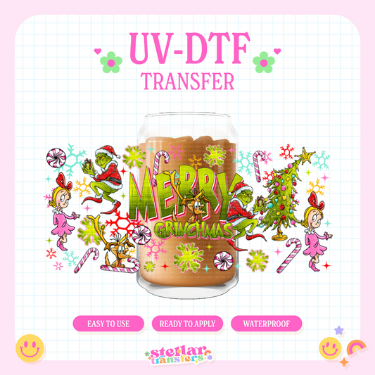 PINK MERRY GRNCHMAS - 16 OZ UV DTF