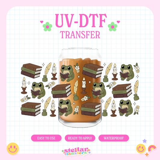 FROGS AND BOOKS - 16 OZ UV DTF
