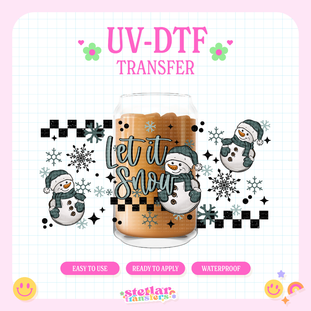 BLUE SNOWMAN LET IT SNOW - 16 OZ UV DTF