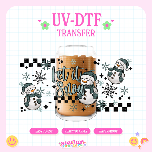 BLUE SNOWMAN LET IT SNOW - 16 OZ UV DTF