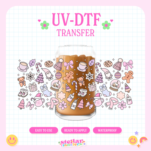 PRETTY CUTE HOLIDAY DOODLES - 16 OZ UV DTF