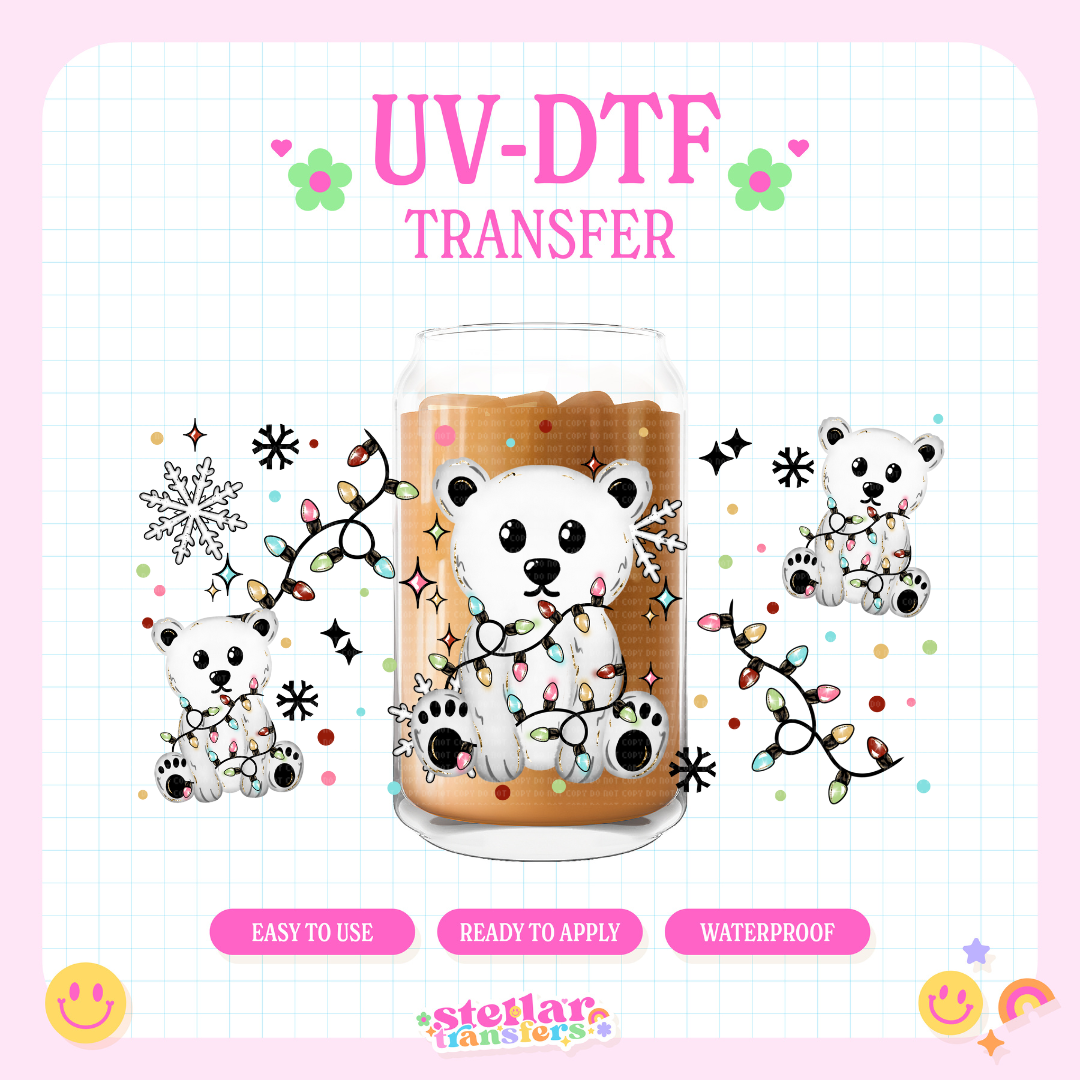 WINTER POLAR BEAR - 16 OZ UV DTF