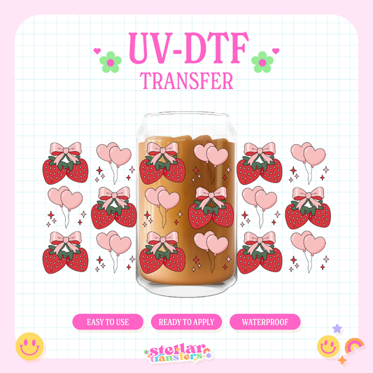 BALLOONS & STRAWBERRIES - 16 OZ UV DTF
