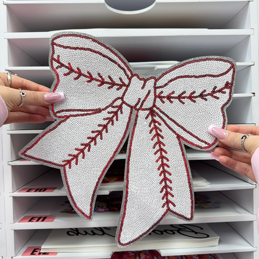 BASEBALL BOW - SEQUIN PATCH