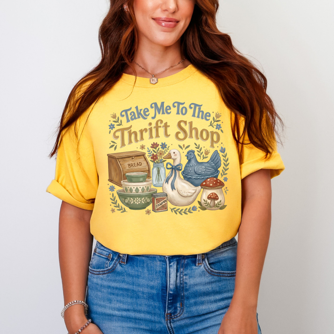 TAKE ME TO THE THRIFT SHOP - CLEAR FILM SCREEN PRINT