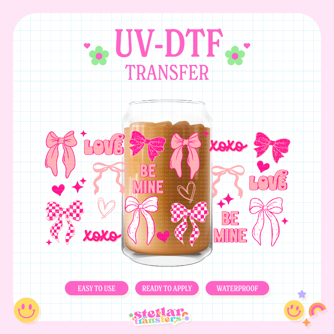 VALENTINE BOWS - 16 OZ UV DTF