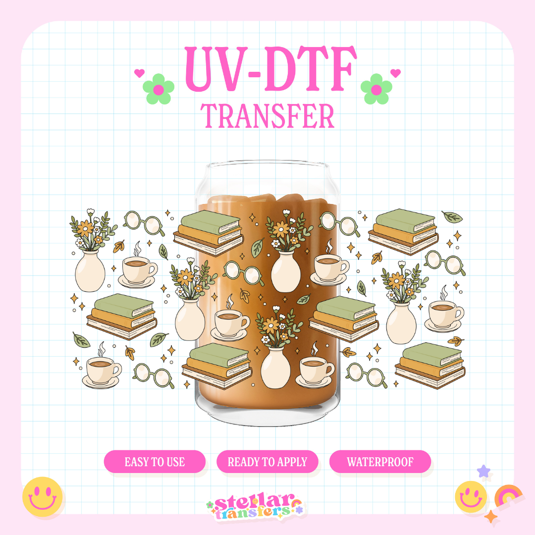 CUTE COZY BOOKS - 16 OZ UV DTF