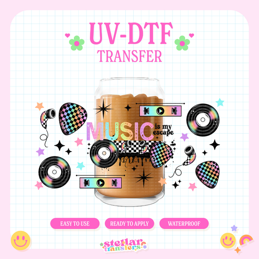 MUSIC IS MY ESCAPE - 16 OZ UV DTF