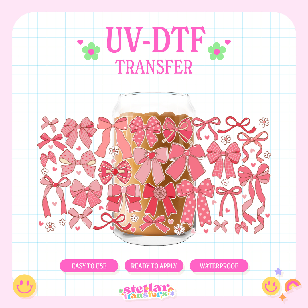 COQUETTE VALENTINE BOWS - 16 OZ UV DTF