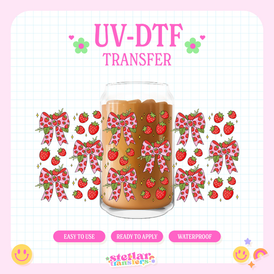 STRAWBERRY BOWS - 16 OZ UV DTF