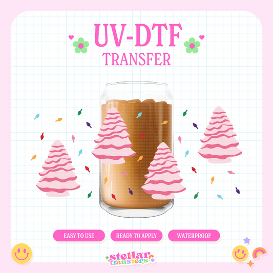 PINK TREES - 16 OZ UV DTF