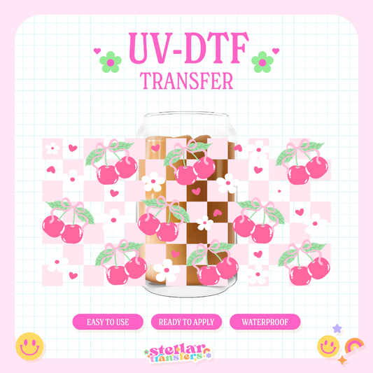CHECKERED CHERRY - 16 OZ UV DTF