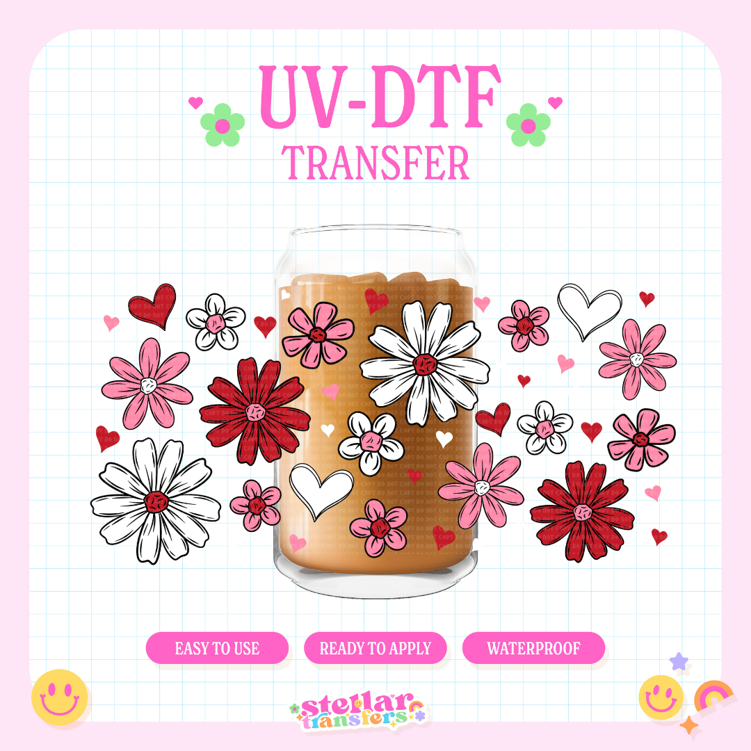 PINK FLORALS - 16 OZ UV DTF