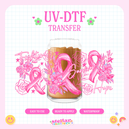 PINK FIGHTER SURVIVOR - 16 OZ UV DTF