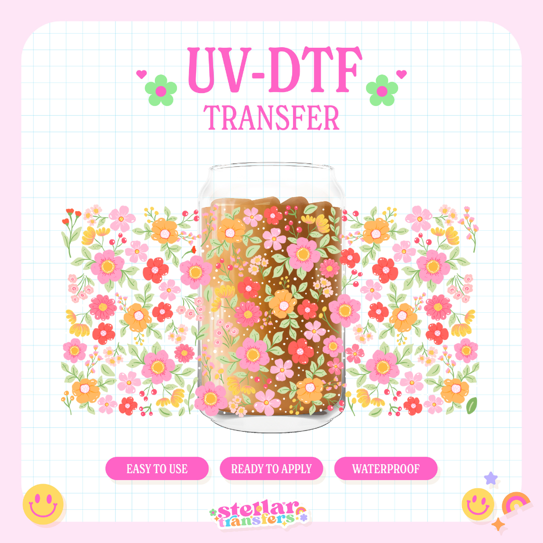 PRETTY SUMMER FLOWERS - 16 OZ UV DTF