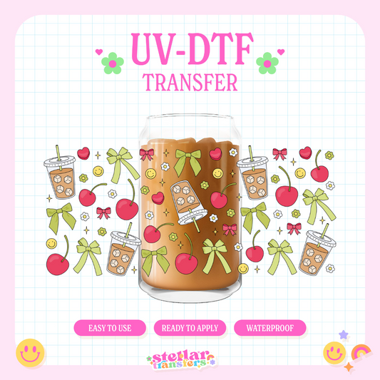ICED COFFEE AND CHERRIES - 16 OZ UV DTF