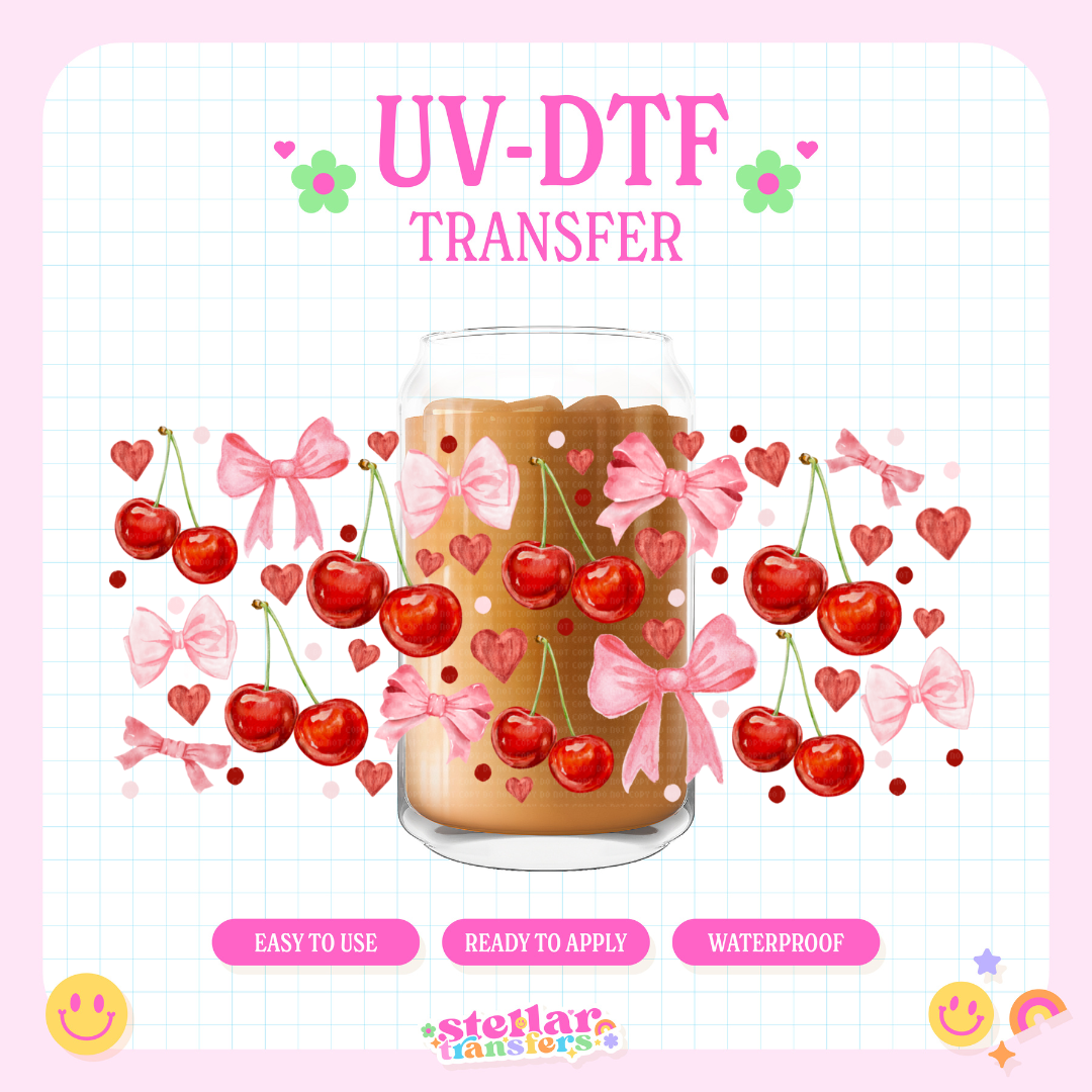 PINK BOWS & PRETTY CHERRIES - 16 OZ UV DTF