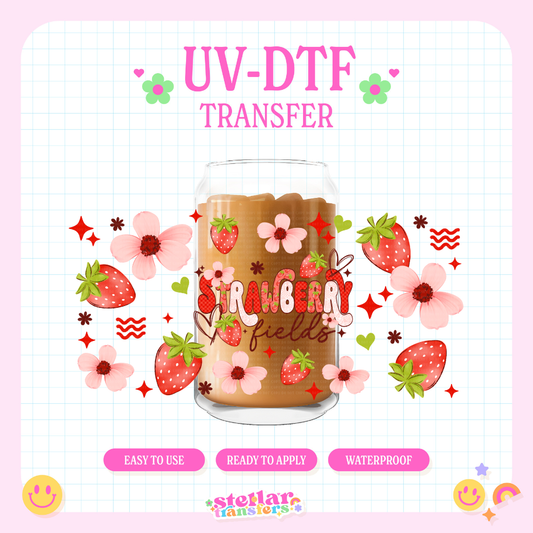CUTE STRAWBERRY FIELDS - 16 OZ UV DTF