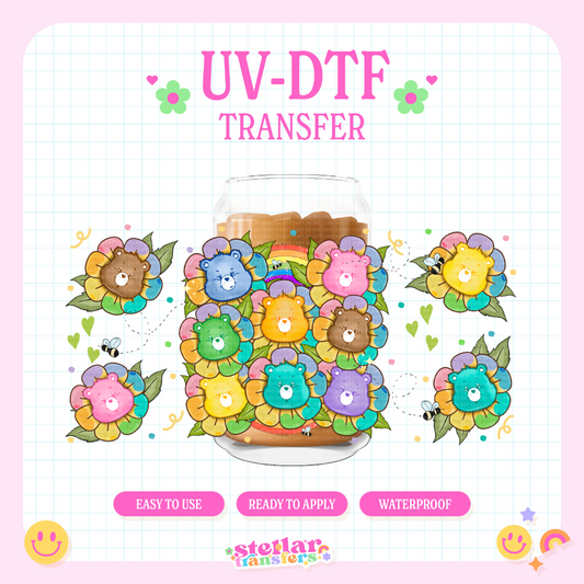 GARDEN RAINBOW BEARS - 16 OZ UV DTF