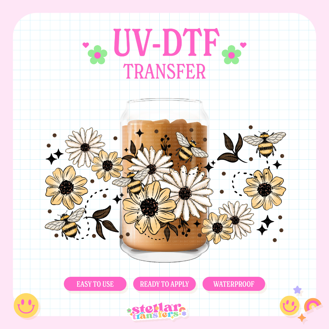 FLOWER BEES - 16 OZ UV DTF