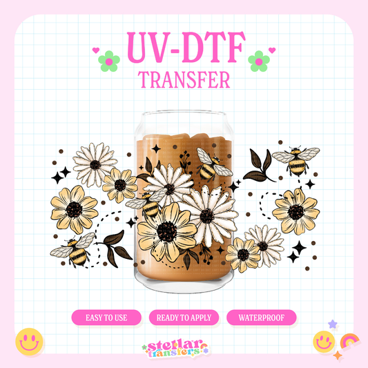FLOWER BEES - 16 OZ UV DTF