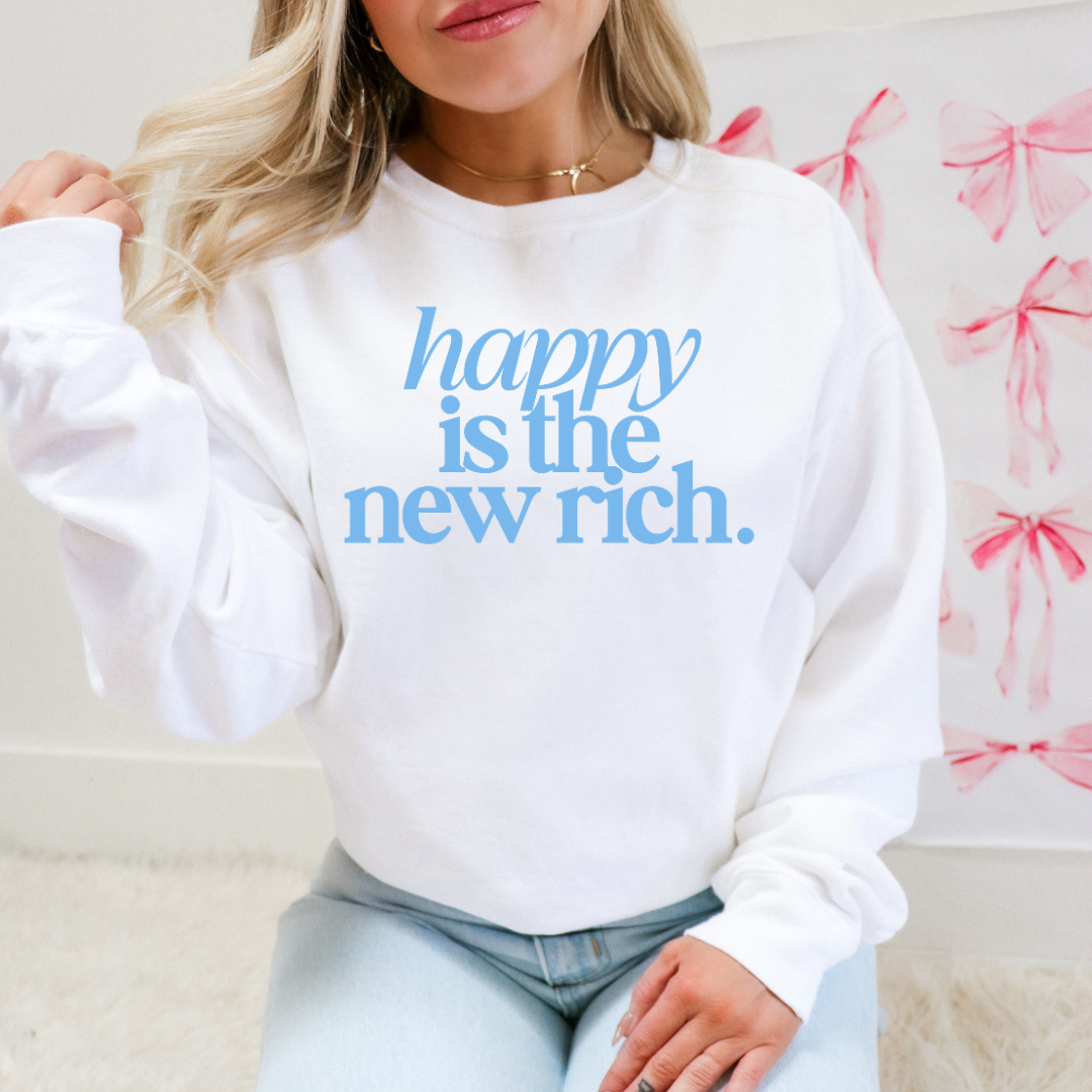 HAPPY IS THE NEW RICH - CLEAR FILM SCREEN PRINT