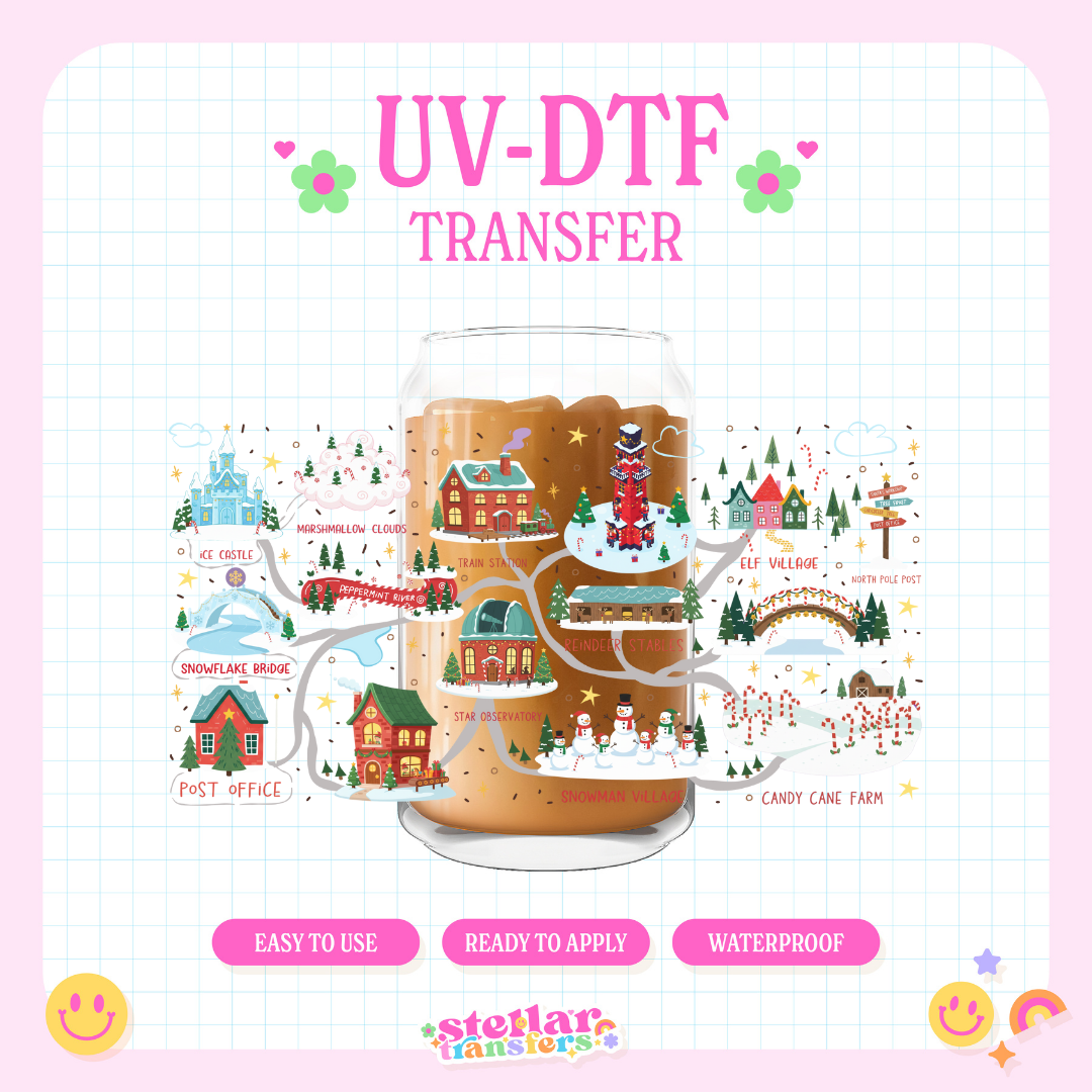 NORTH POLE MAP - 16 OZ UV DTF