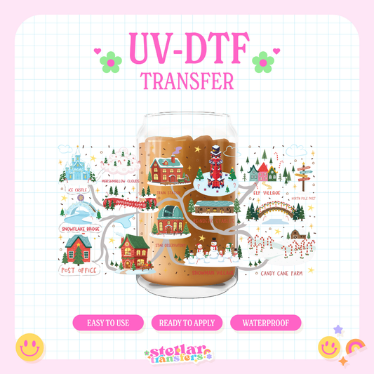 NORTH POLE MAP - 16 OZ UV DTF