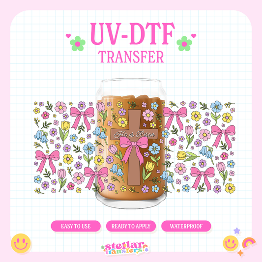 HE IS RISEN FLORALS - 16 OZ UV DTF