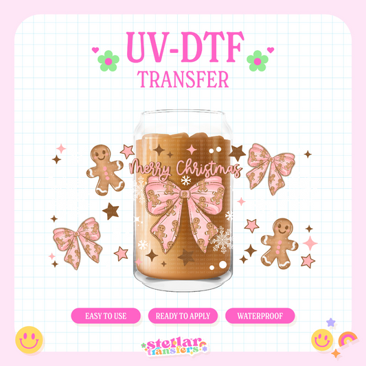 PINK MERRY CHRISTMAS - 16 OZ UV DTF
