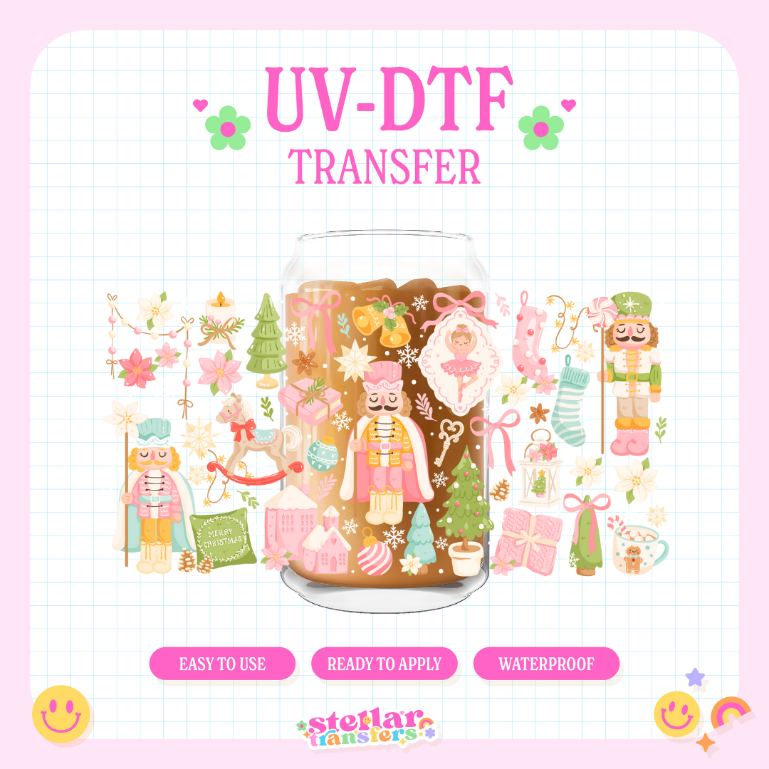 CHRISTMAS PASTEL NUTCRACKER - 16 OZ UV DTF