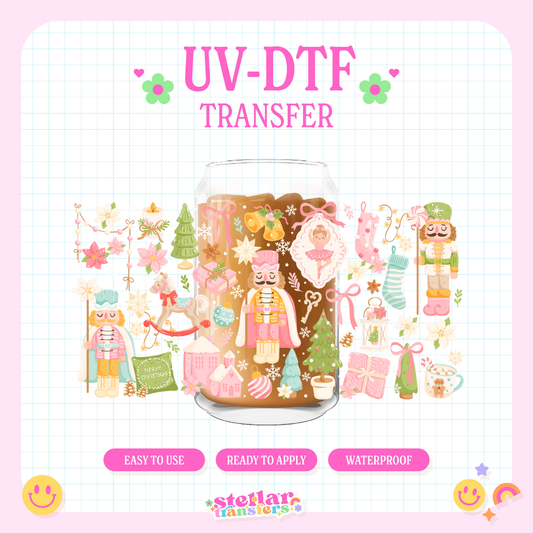 CHRISTMAS PASTEL NUTCRACKER - 16 OZ UV DTF