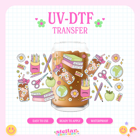 SCHOOL STUFF AND COFFEE - 16 OZ UV DTF