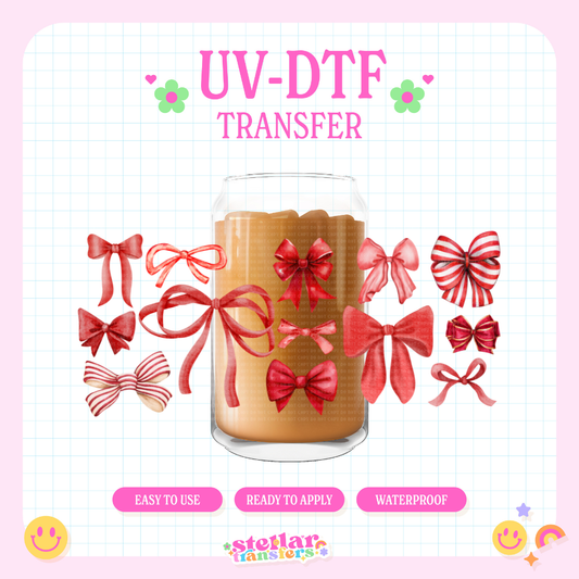 RED BOWS - 16 OZ UV DTF