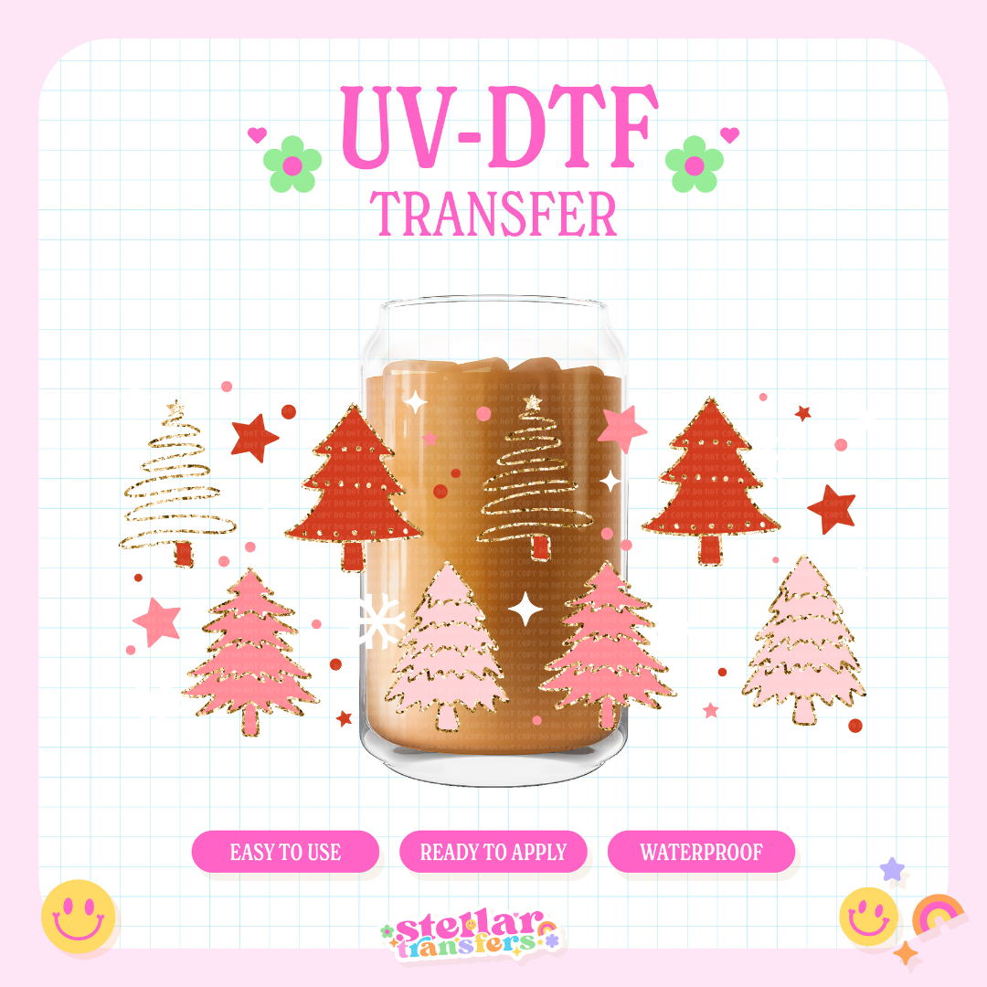 PRETTY PINK TREES - 16 OZ UV DTF
