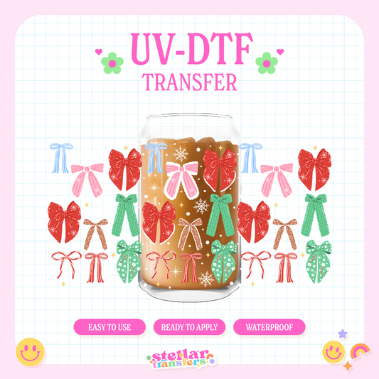 CHRISTMAS BOWS - 16 OZ UV DTF