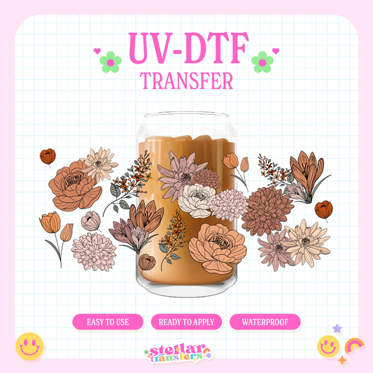 MAUVE FLOWERS - 16 OZ UV DTF
