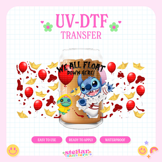 WE ALL FLOAT DOWN HERE ALIEN - 16 OZ UV DTF