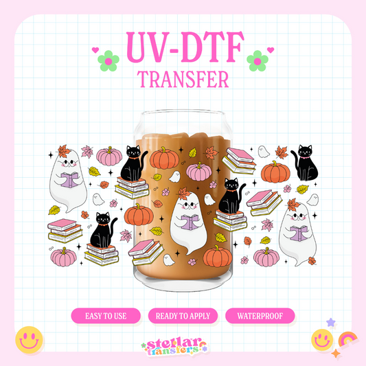 SPOOKY CAT BOOKS - 16 OZ UV DTF
