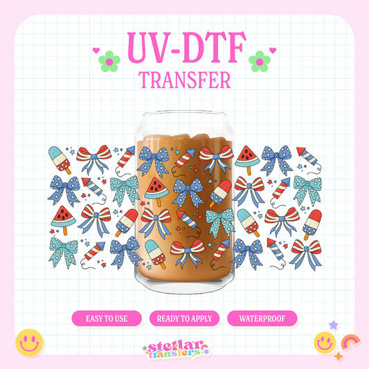 4TH JULY BOWS - 16 OZ UV DTF