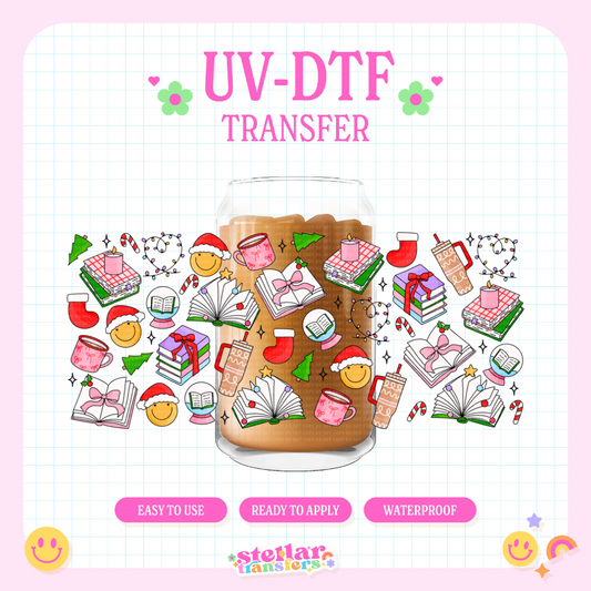 HAPPY CHRISTMAS DOODLES - 16 OZ UV DTF