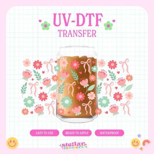 COQUETTE BOW FLORAL - 16 OZ UV DTF