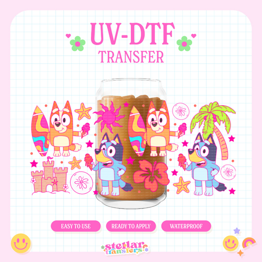 BLUE BEACH FUN - 16 OZ UV DTF