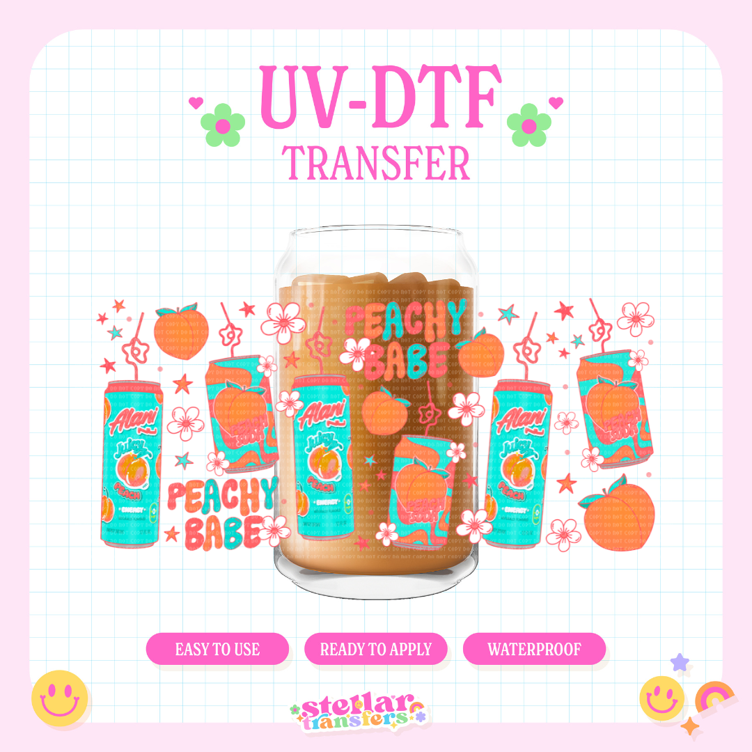 PEACHY BABE ENERGY - 16 OZ UV DTF