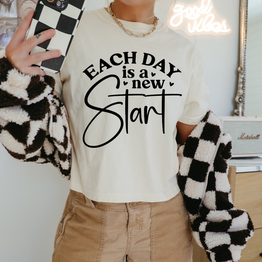 EACH DAY IS A NEW START (BLACK) - SINGLE COLOR SCREEN PRINT