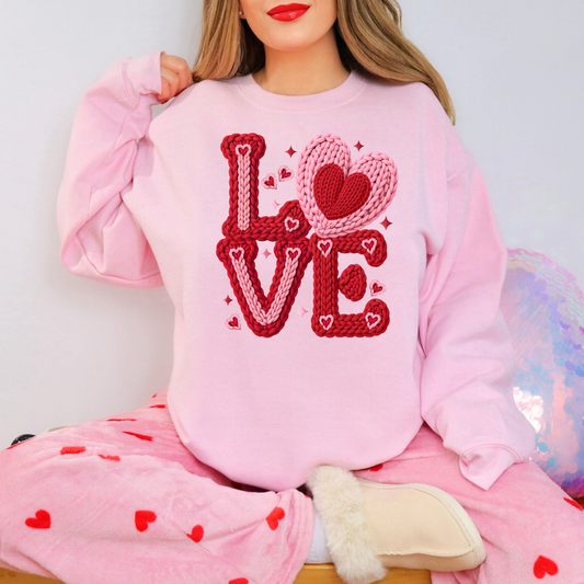 LOVE FAUX YARN COQUETTE - CLEAR FILM SCREEN PRINT